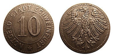 10 pfennig (Città di Schweinfurt - Land Baviera)