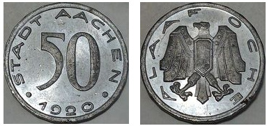 50 pfennig (Città di Aquisgrana-Provincia del Reno)