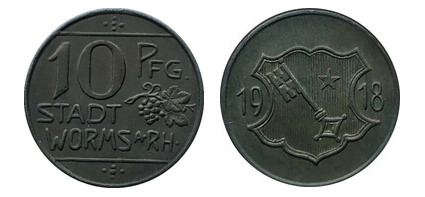 10 pfennig (Città di Worms, Land Hessen)