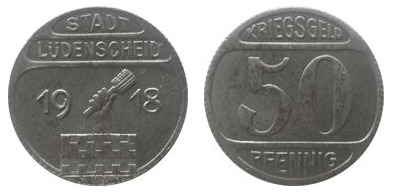 50 pfennig (Città di Lüdenscheid - Provincia prussiana di Vestfalia)