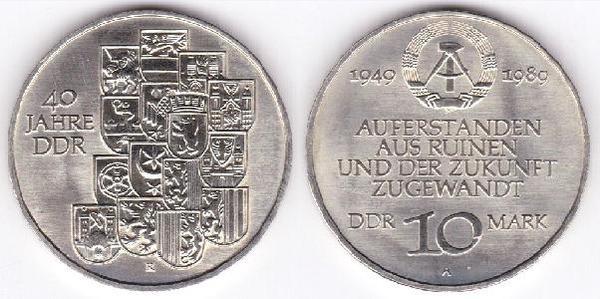 10 mark (40° anniversario del governo della DDR)