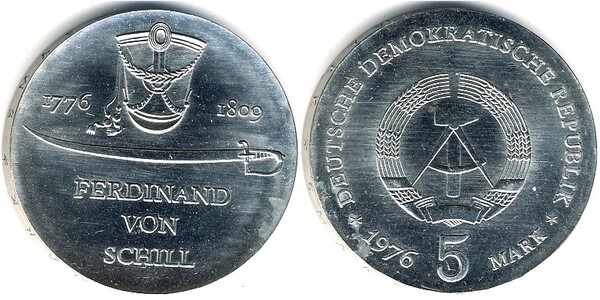 5 mark (200° anniversario della nascita di Ferdinand von Schill)