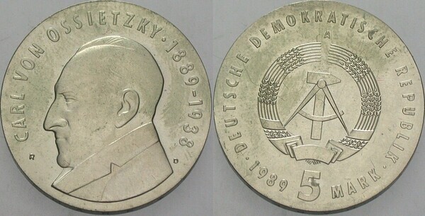 5 mark (Centenario della nascita di Carl von Ossietzky)