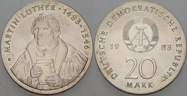 20 mark (500 Aniversario del Nacimiento de Martin Luther)