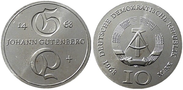 10 mark (500° anniversario della morte di Johann Gutenberg)