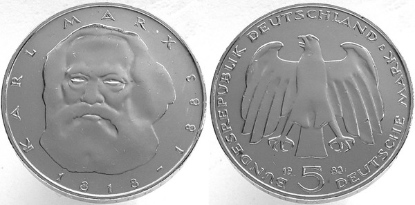 5 mark (100° anniversario della morte di Karl Marx)