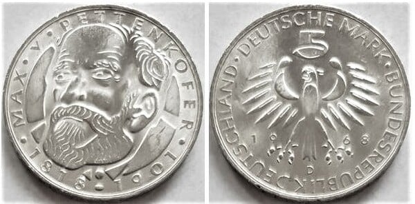 5 mark (150° anniversario della nascita di Max von Pettenkofer)