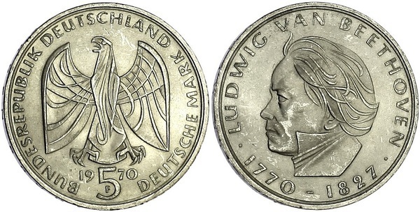 5 mark (200° anniversario della nascita di Ludwig van Beethoven)