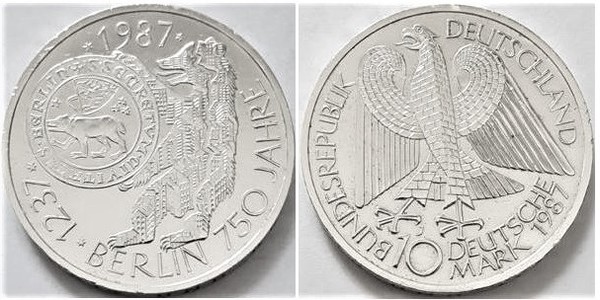 10 mark (750° anniversario della città di Berlino)