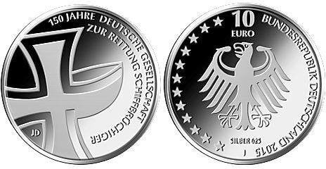 10 euro (150° anniversario del soccorso marittimo tedesco 