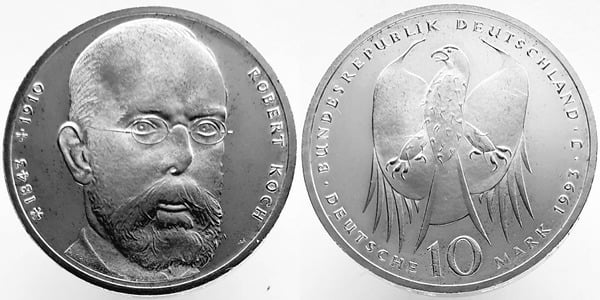 10 mark (150° anniversario della nascita di Robert Koch)