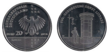 20 euro (200 aniversario del nacimiento de Ernst Litfaß)