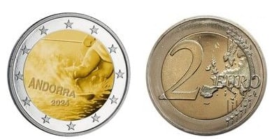 2 euro (100 anni di sci ad Andorra)