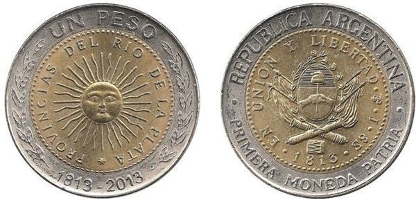 1 peso (Bicentenario della prima moneta patriottica)