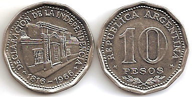 10 pesos (150° anniversario della Dichiarazione di Indipendenza)