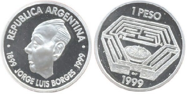 1 peso (Centenario della nascita di Jorge Luis Borges)