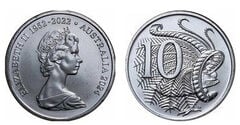 10 centesimi (dritto Lyrebird-Machin)