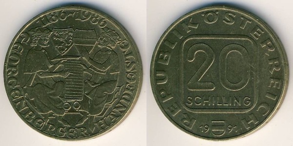 20 schilling (800° anniversario del Patto di Georgenberg)