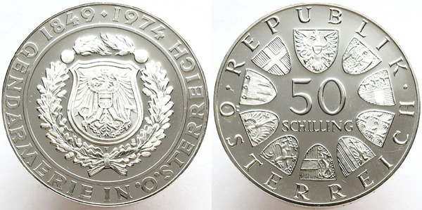 50 schilling (125° anniversario della Polizia austriaca)