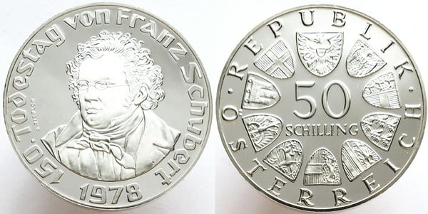 50 schilling (150° anniversario della morte di Franz Schubert)