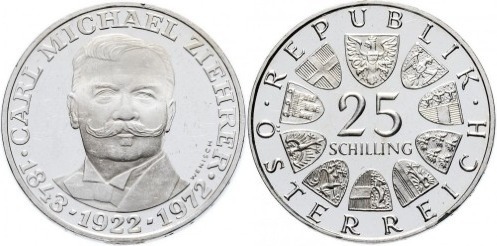 25 schilling (50° anniversario della morte di Carl Michael Ziehrer)