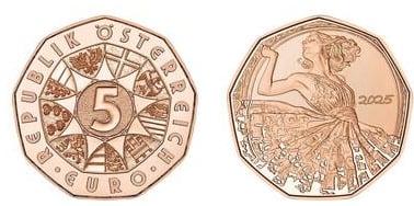 5 euro (140° anniversario della nascita della ballerina e coreografa Grete Wiesenthal)