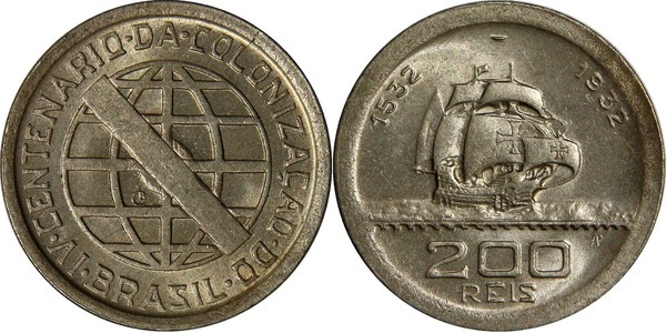 200 réis (400° anniversario della colonizzazione - Vincenziana)