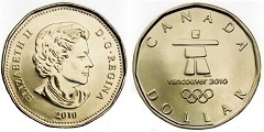 1 dollar (Loonie fortunato - Giochi Olimpici di Vancouver 2010)