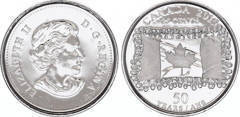 25 cents (50° anniversario della bandiera canadese)