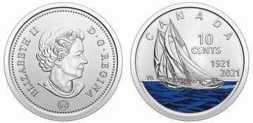 10 cents (100° anniversario della nave a vela Bluenose - a colori)