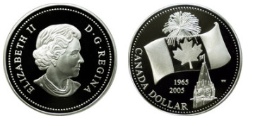 1 dollar (40° anniversario della bandiera canadese)