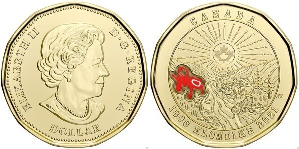 1 dollaro (125° anniversario della corsa all'oro del Klondike - colorato)