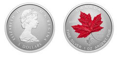 5 dollari (60° anniversario della bandiera nazionale del Canada - argento frazionario)