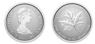3 dollari (60° anniversario della bandiera nazionale del Canada - argento frazionario)