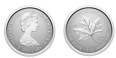2 dollari (60° anniversario della bandiera nazionale del Canada - argento frazionario)