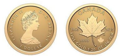 1 dollaro (60° anniversario della bandiera nazionale del Canada)