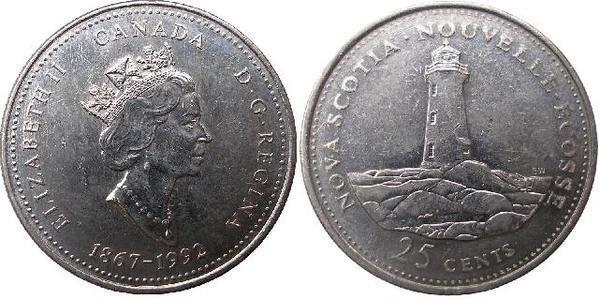 25 centesimi (125° anniversario della Confederazione canadese - Nuova Scozia)