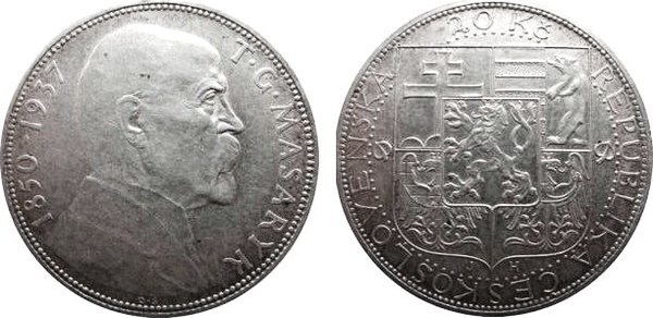 20 korun (Morte del Presidente Tomás G. Masaryk)