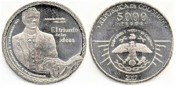 5.000 pesos (Bicentenario dell'indipendenza della Cundinamarca)