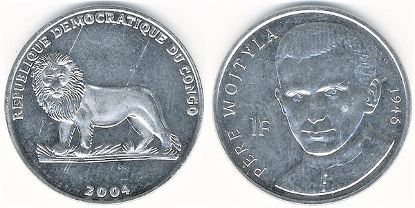 1 franc (25° anniversario della visita di Papa Giovanni Paolo II)