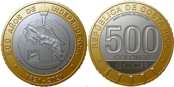 500 colones (200° Anniversario dell'Indipendenza)