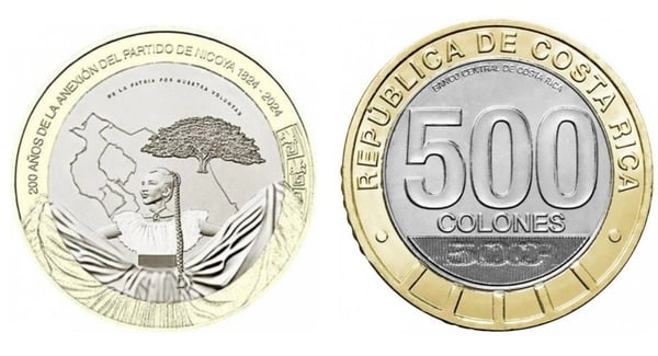 500 colones (200° anniversario dell'annessione della Contea di Nicoya)