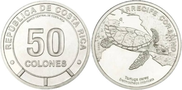 50 colones (Barriera corallina - Tartaruga embricata)