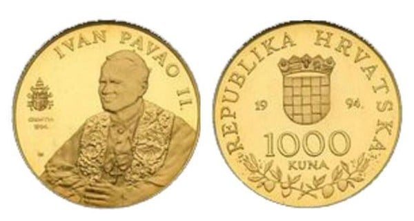 1.000 kuna (Visita di Giovanni Paolo II)