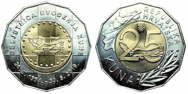 25 kuna (25° anniversario dell'introduzione di Kuna)