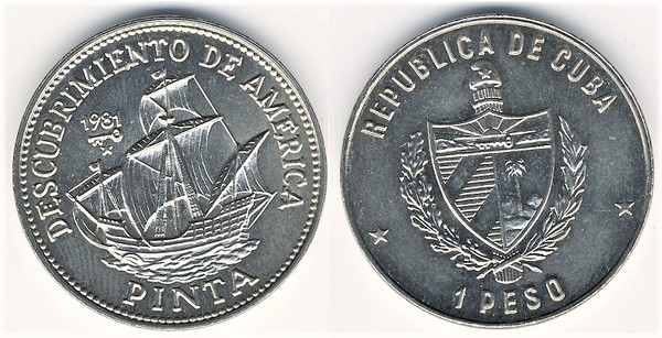 1 peso (Scoperta dell'America - Nave Pinta)