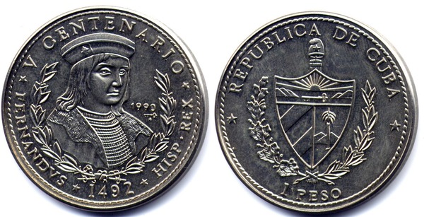 1 peso (V Cent. Scoperta dell'America - Fernando)