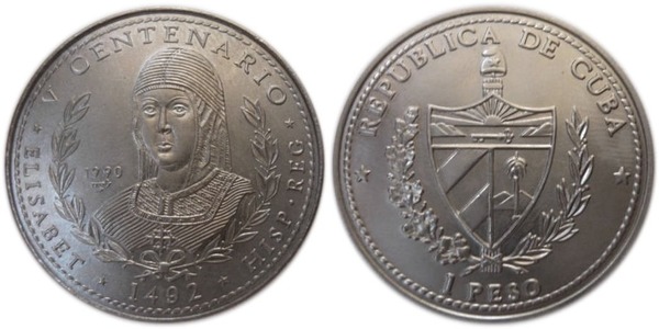 1 peso (V Cent. Scoperta dell'America - Isabel)