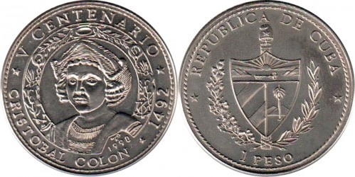 1 peso (V Cent. Scoperta dell'America - Cristoforo Colombo)