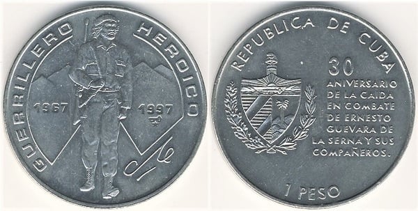 1 peso (30° anniversario della morte di Ernesto Che Guevara - Figura intera)